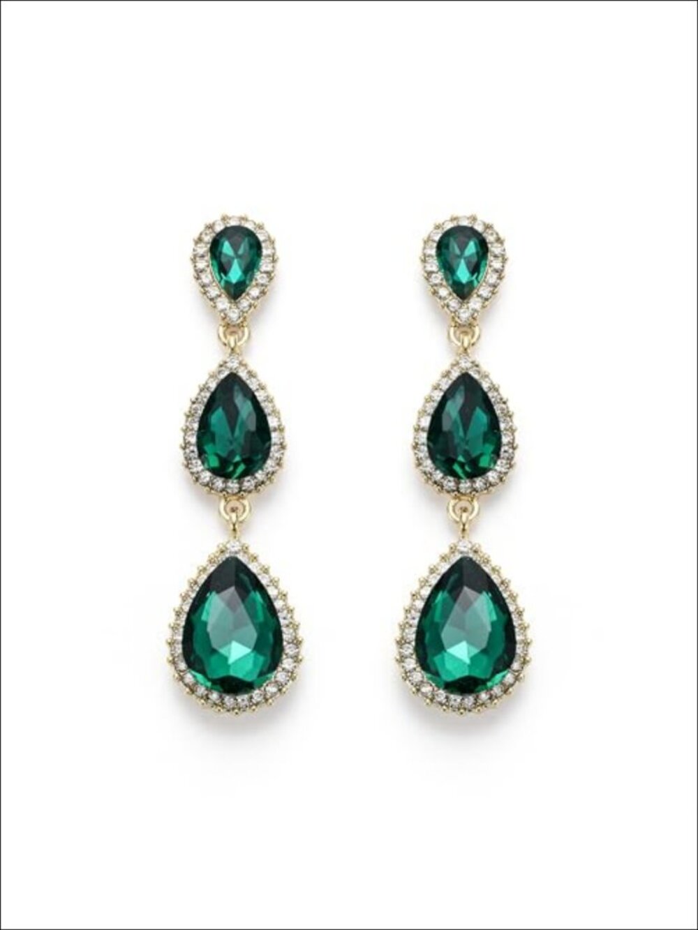Crystal Teardrop Pear Shape Chandelier Dangle Earrings 2.5 Inch Long